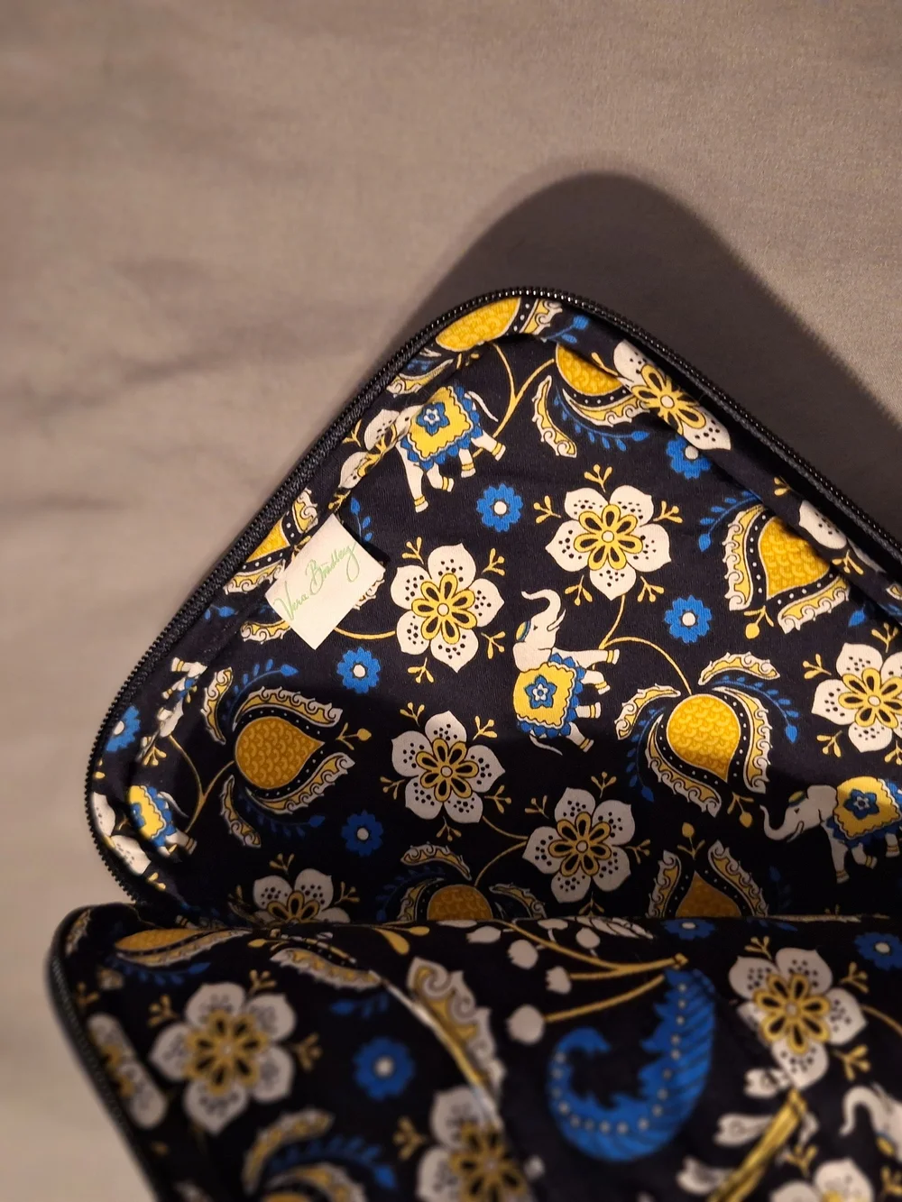 Vera Bradley Black, Yellow & Blue Quilted Cosmetic Case